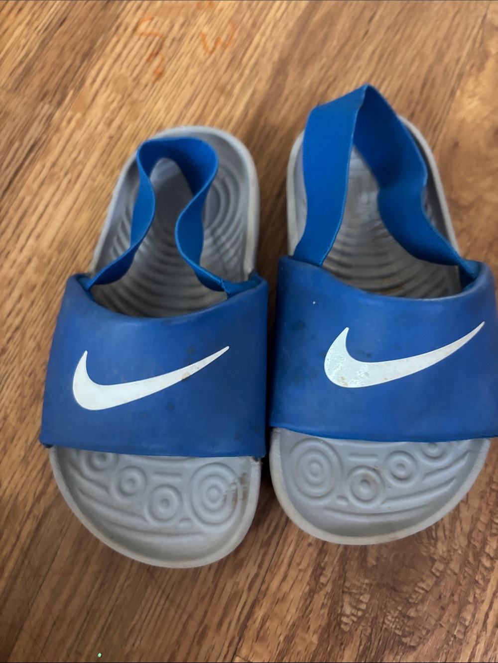 Nike Kids Blue Slide Sandals with White Swoosh